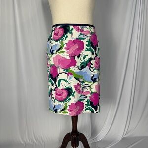 Talbots Pink Floral Pencil Skirt with Blue and Green Accents